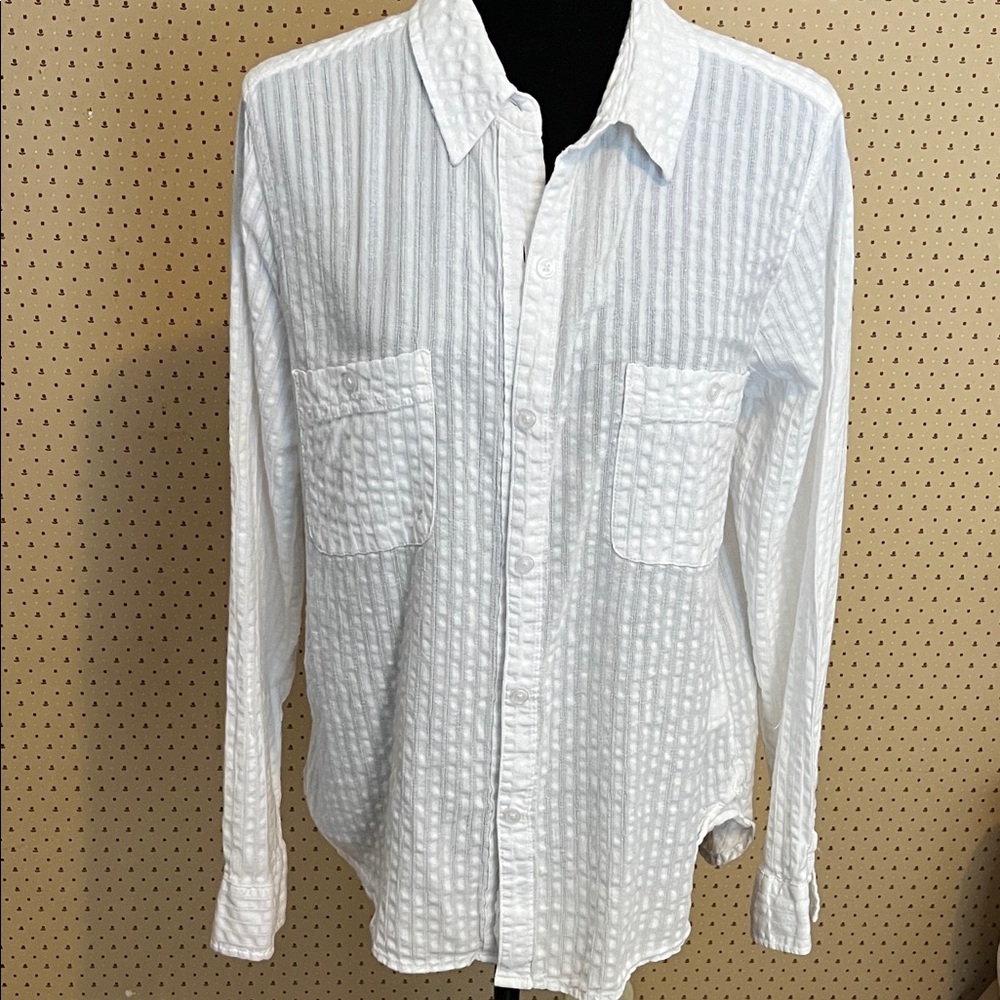 White Textured Women's Blouse
